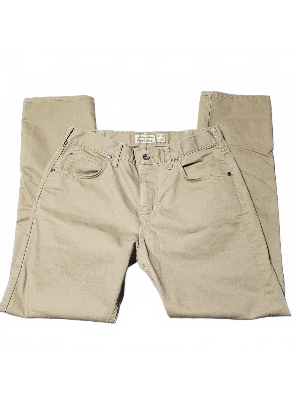 Patagonia Men 33 x 30 Khaki Pants Tan Straight Leg Comfortable Casual Business